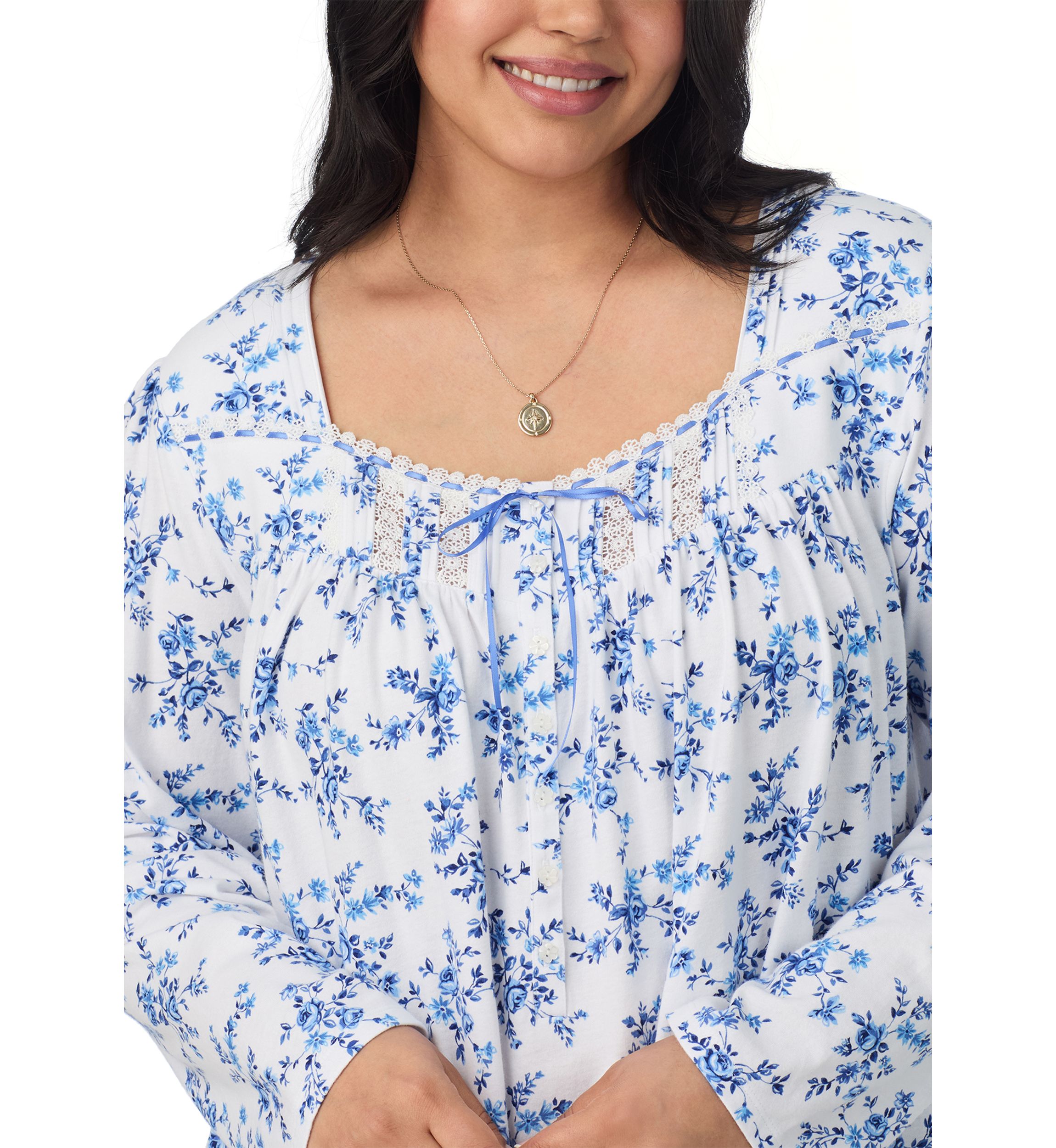 Plus Size Long Sleeve Long Nightgown