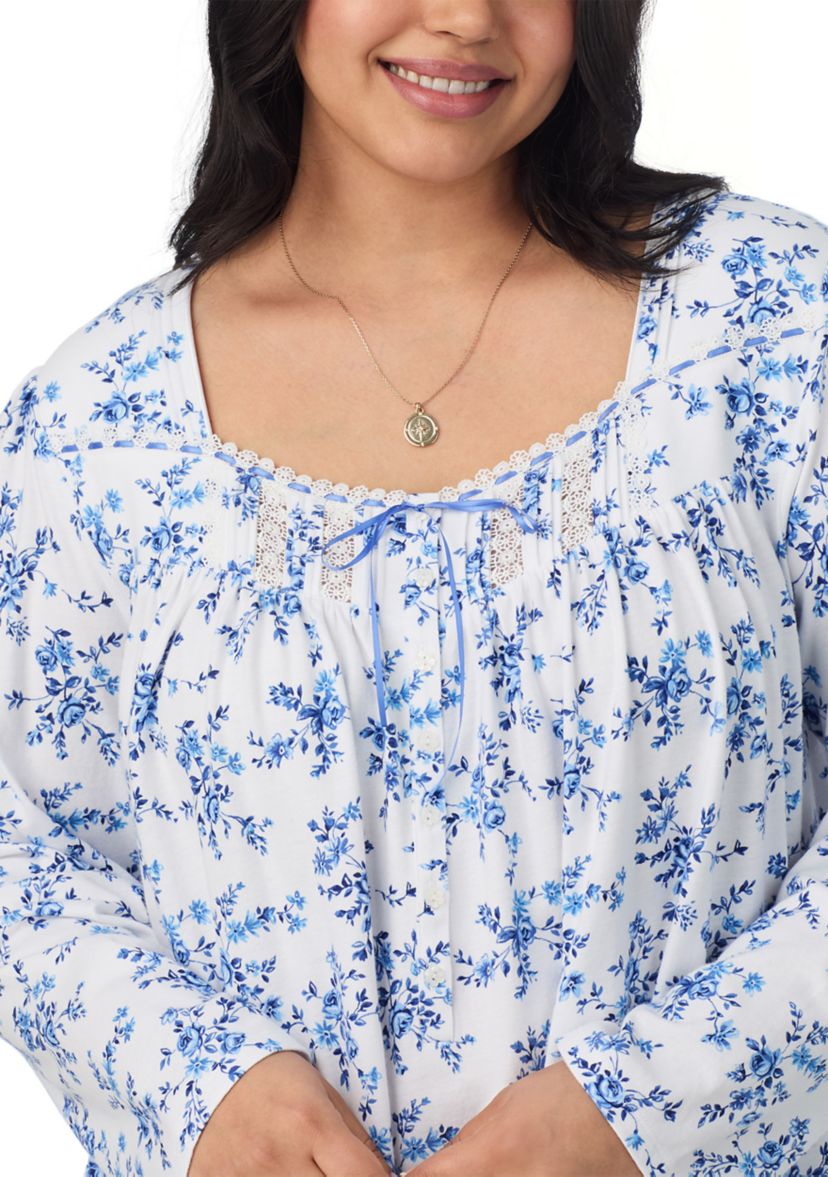 Plus Size Long Sleeve Long Nightgown
