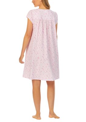 Eileen West Plus Floral Print Modal Jersey Sweetheart Neck Ruffle Cap  Sleeve Waltz Nightgown