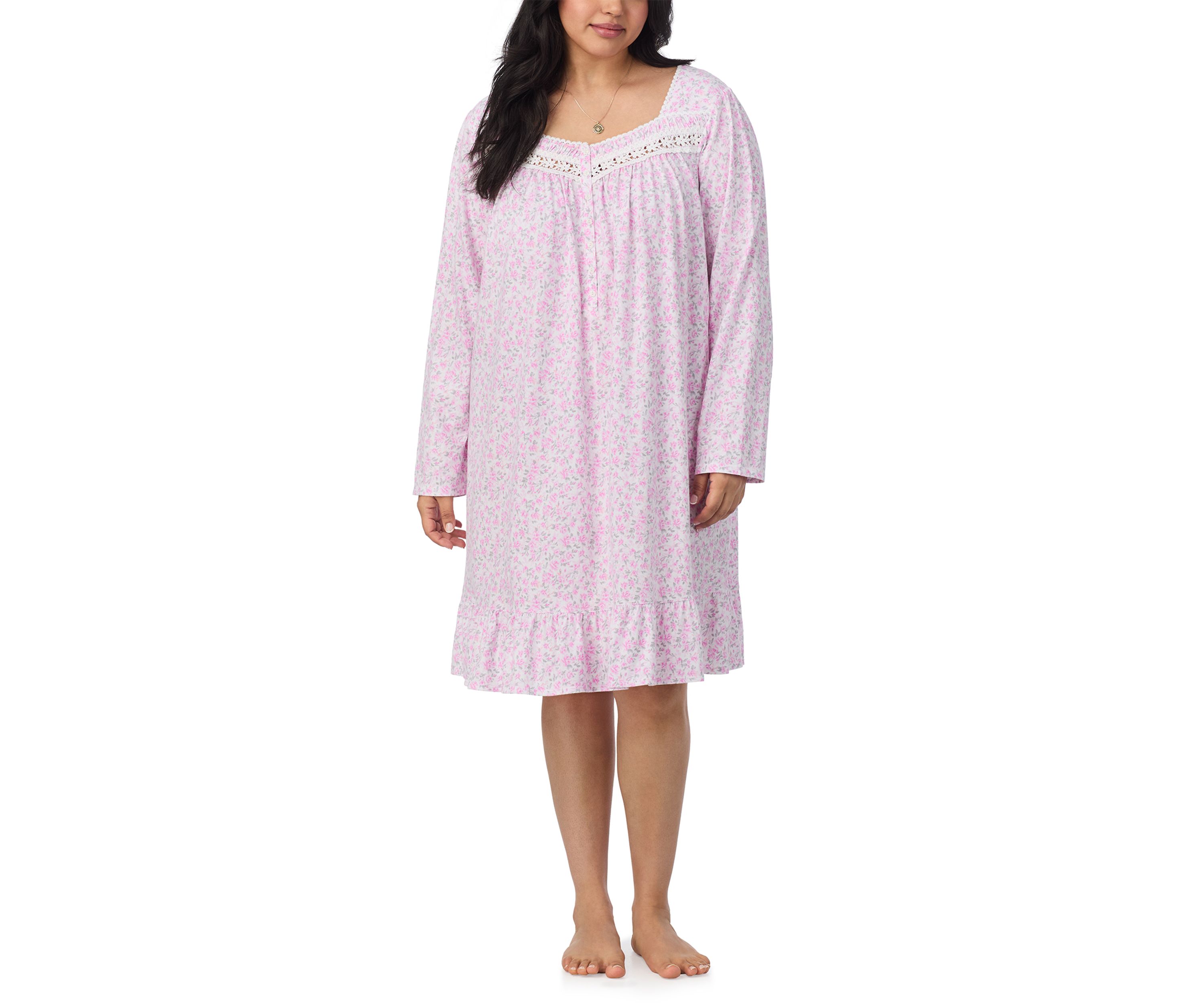 Plus Size Long Sleeve Short Nightgown