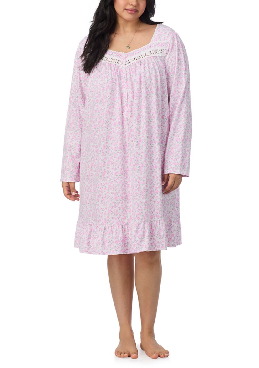 Plus Size Long Sleeve Short Nightgown