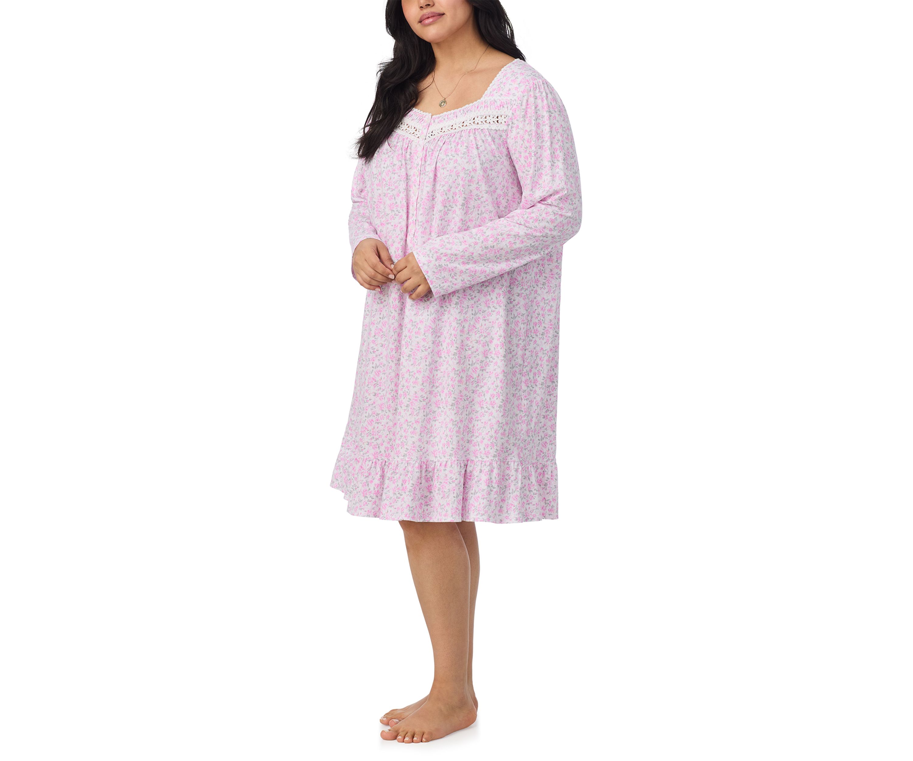 Plus Size Long Sleeve Short Nightgown