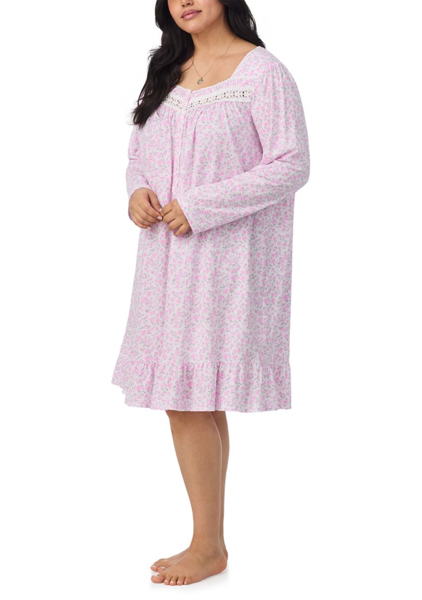 Plus Size Long Sleeve Short Nightgown