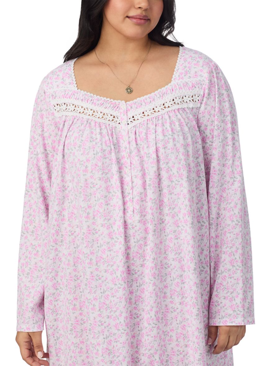 Plus Size Long Sleeve Short Nightgown