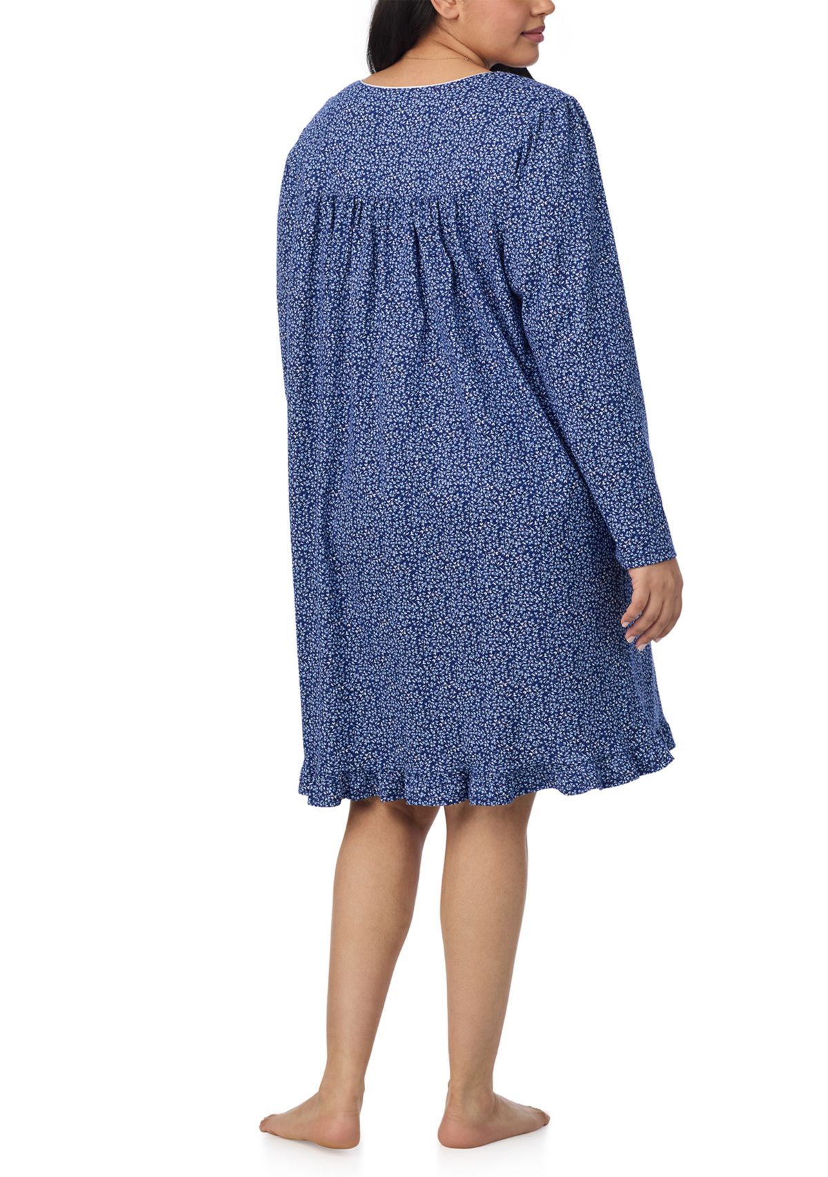 Plus Size Long Sleeve Short Nightgown