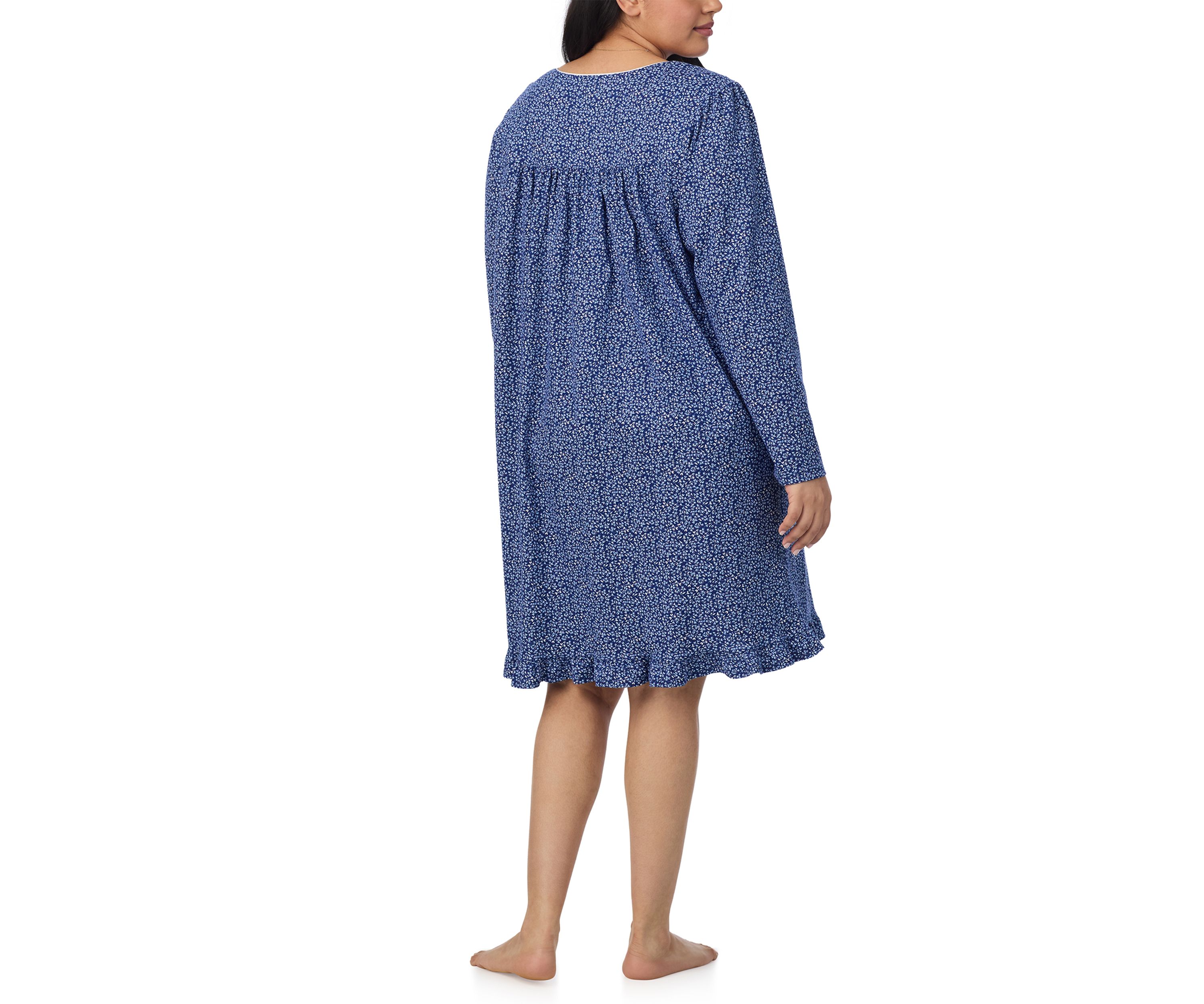 Plus Size Long Sleeve Short Nightgown