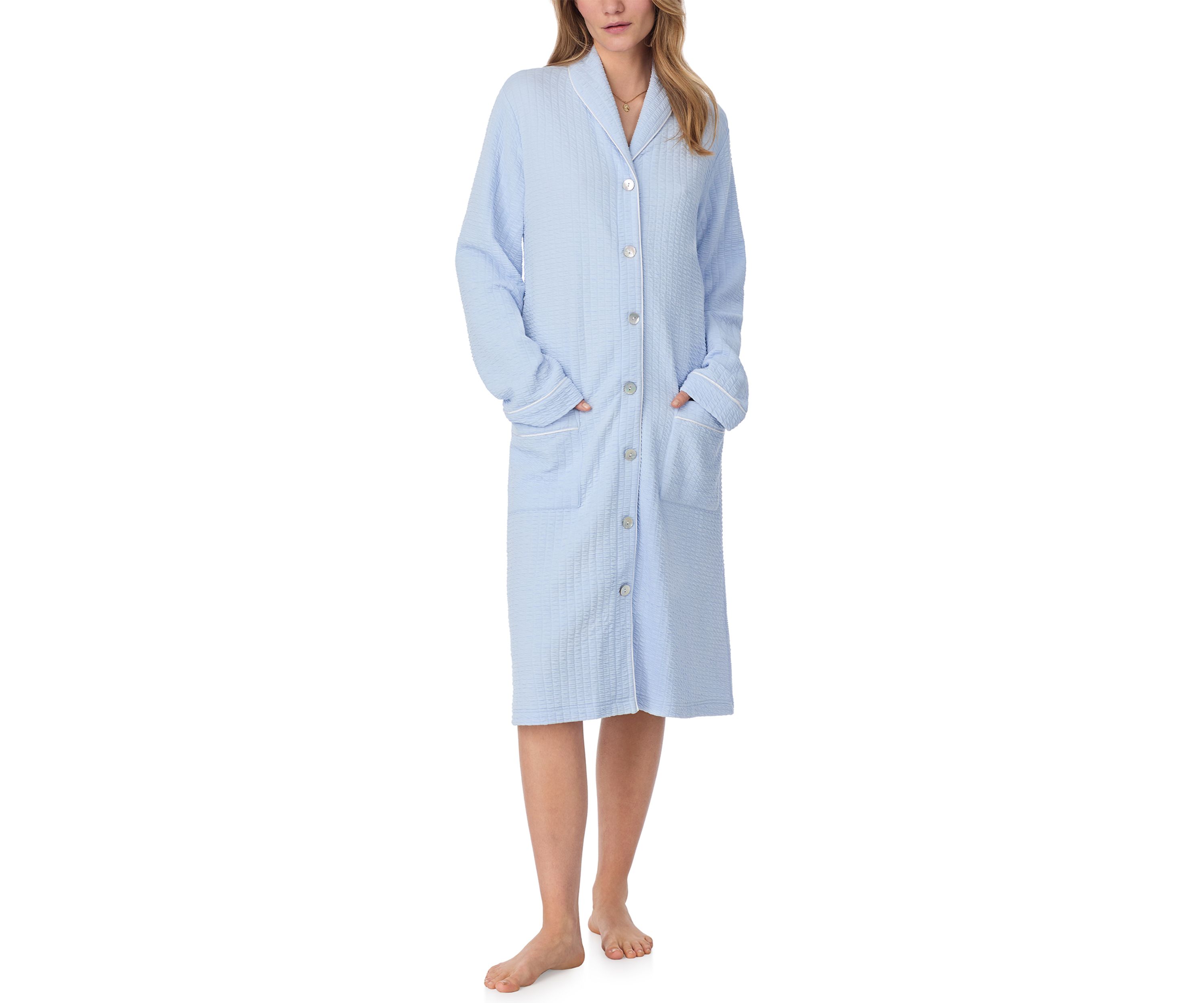 Silky Waffle Knit Button Front Waltz Robe