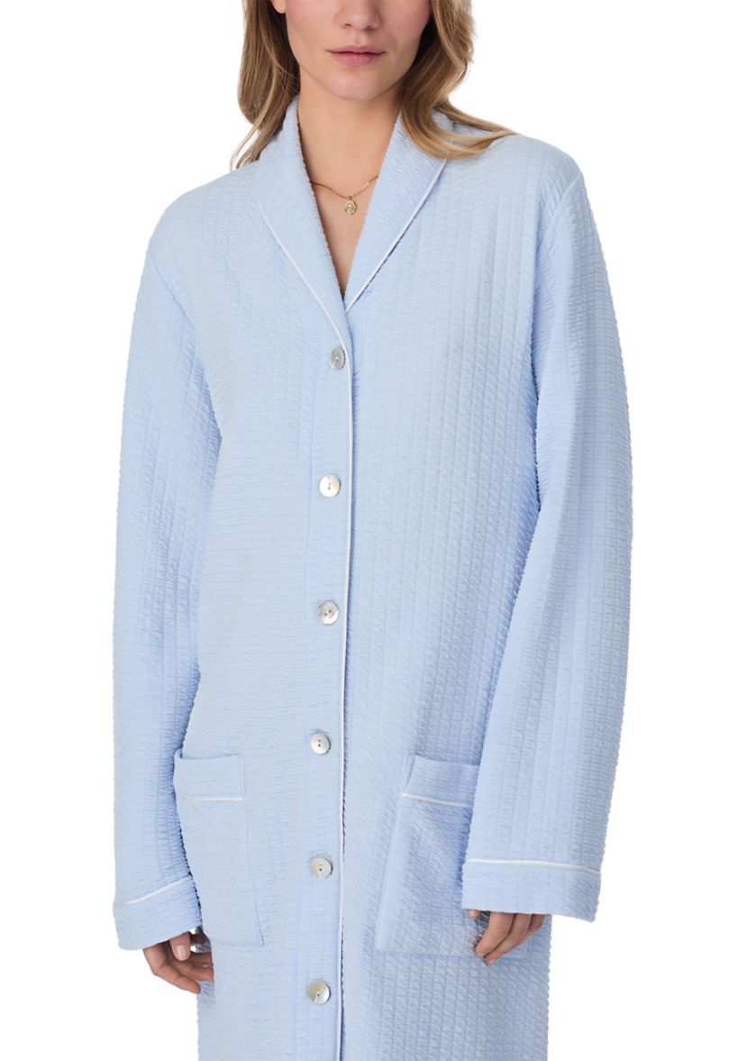 Silky Waffle Knit Button Front Waltz Robe