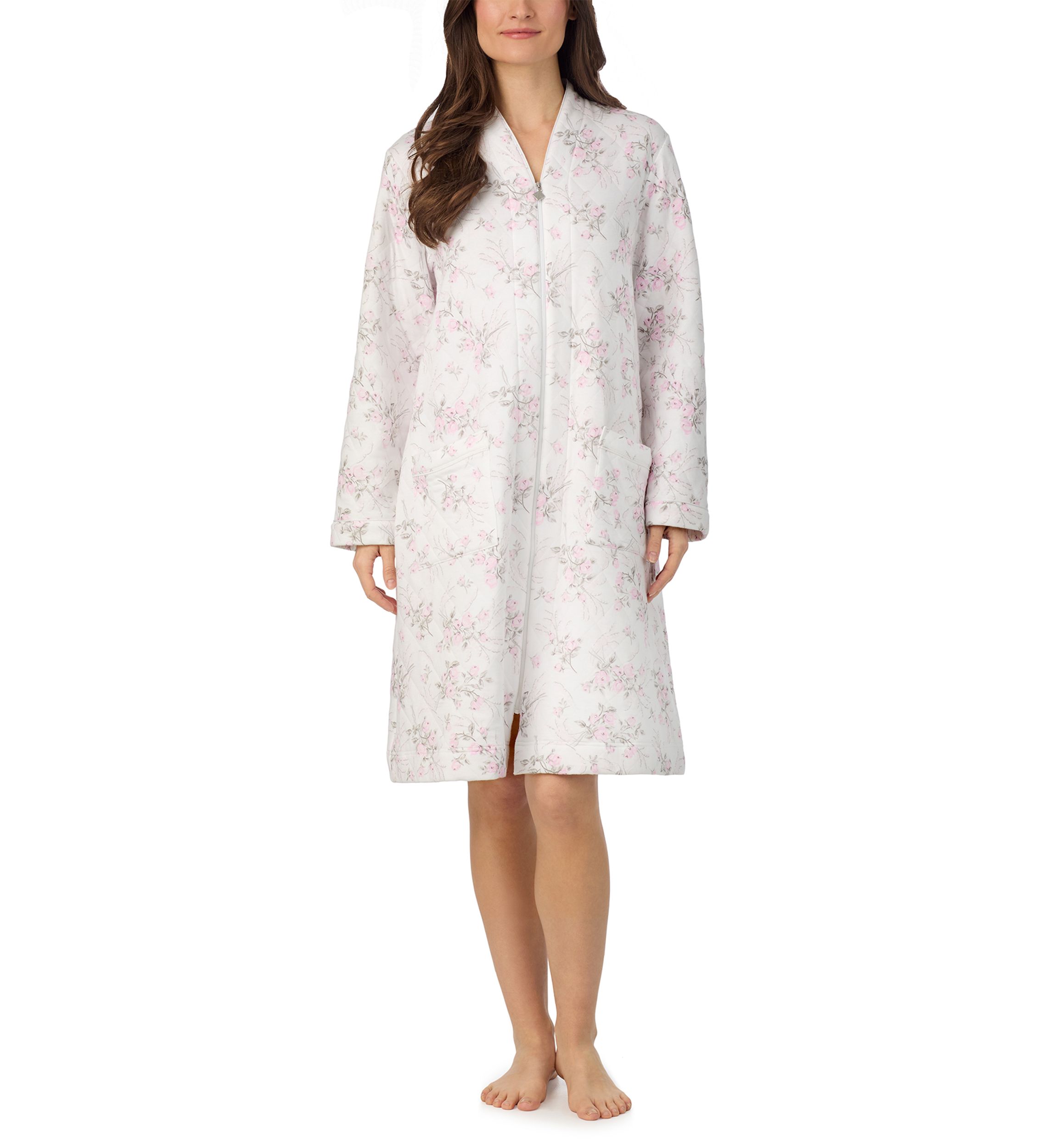 Long Sleeve Diamond Quilt Zip Robe