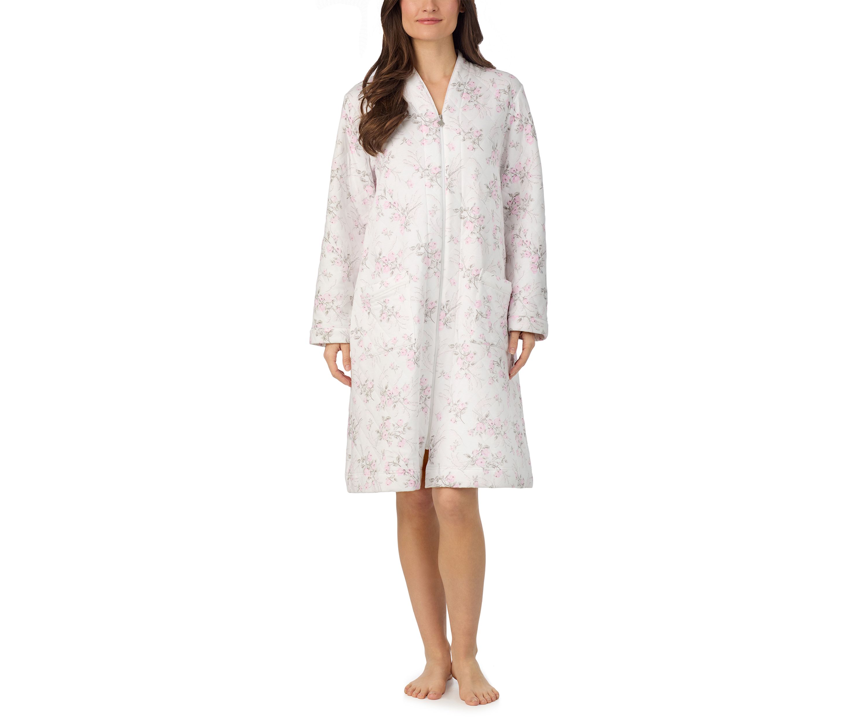 Long Sleeve Diamond Quilt Zip Robe