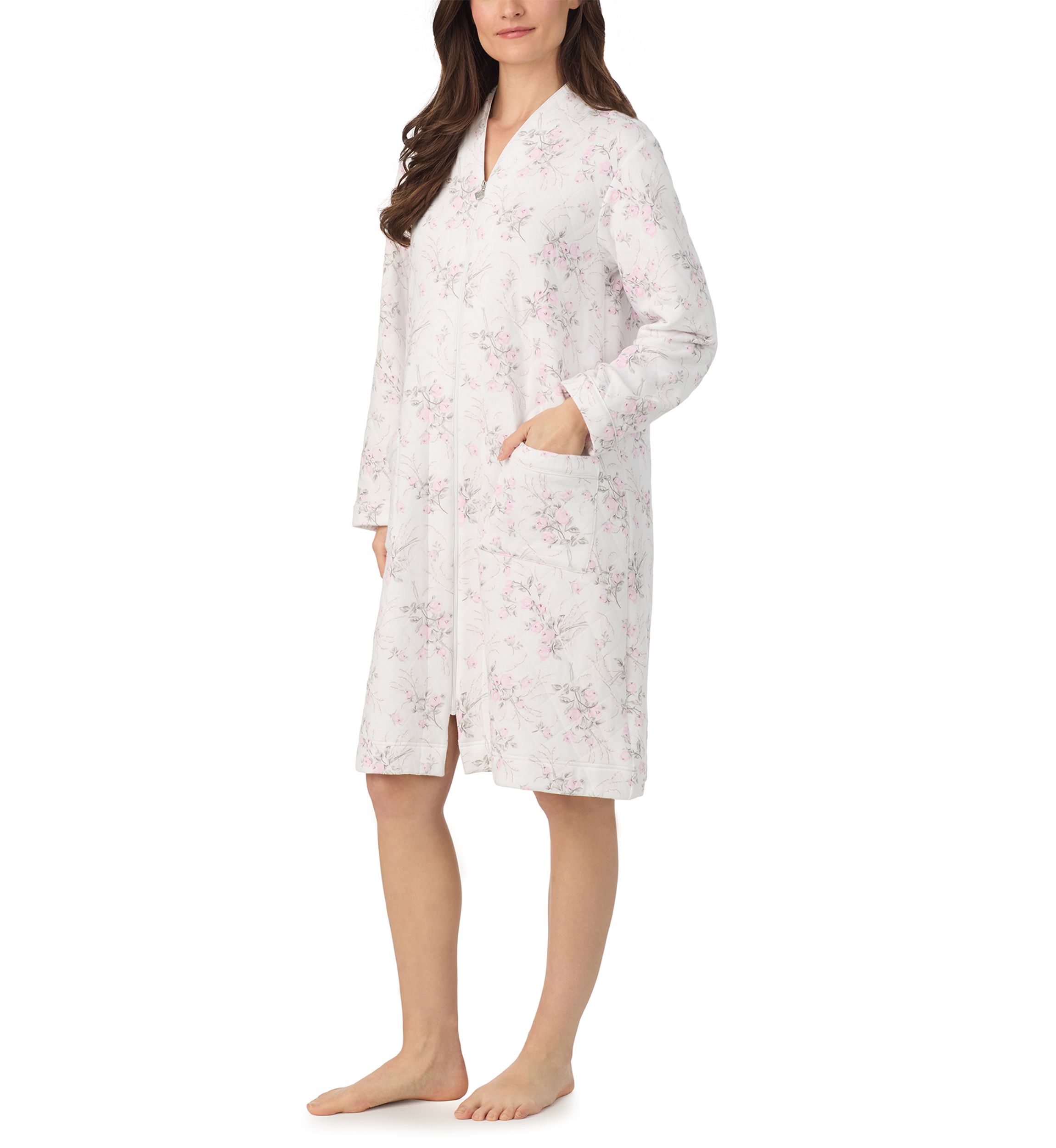 Long Sleeve Diamond Quilt Zip Robe