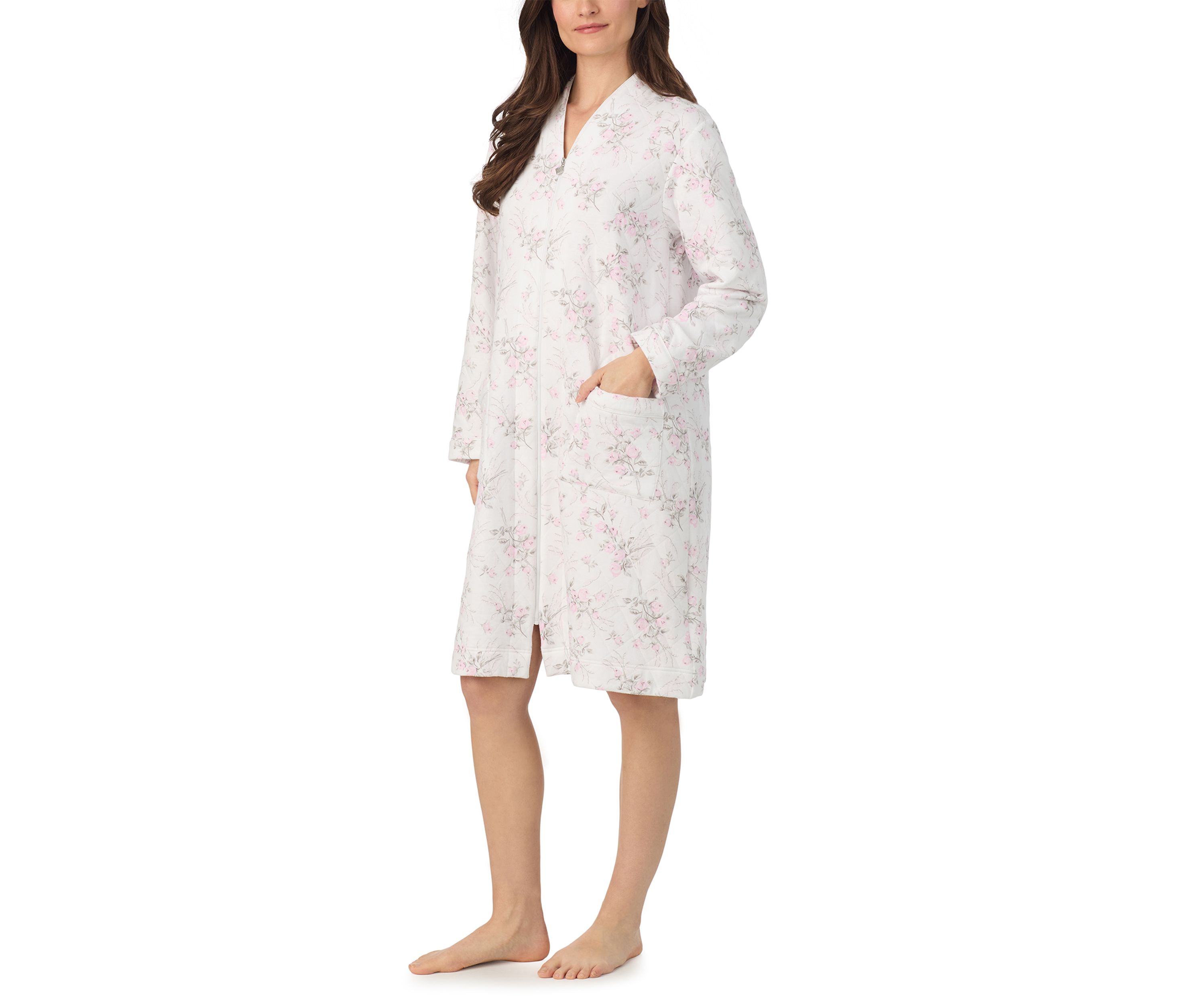Long Sleeve Diamond Quilt Zip Robe