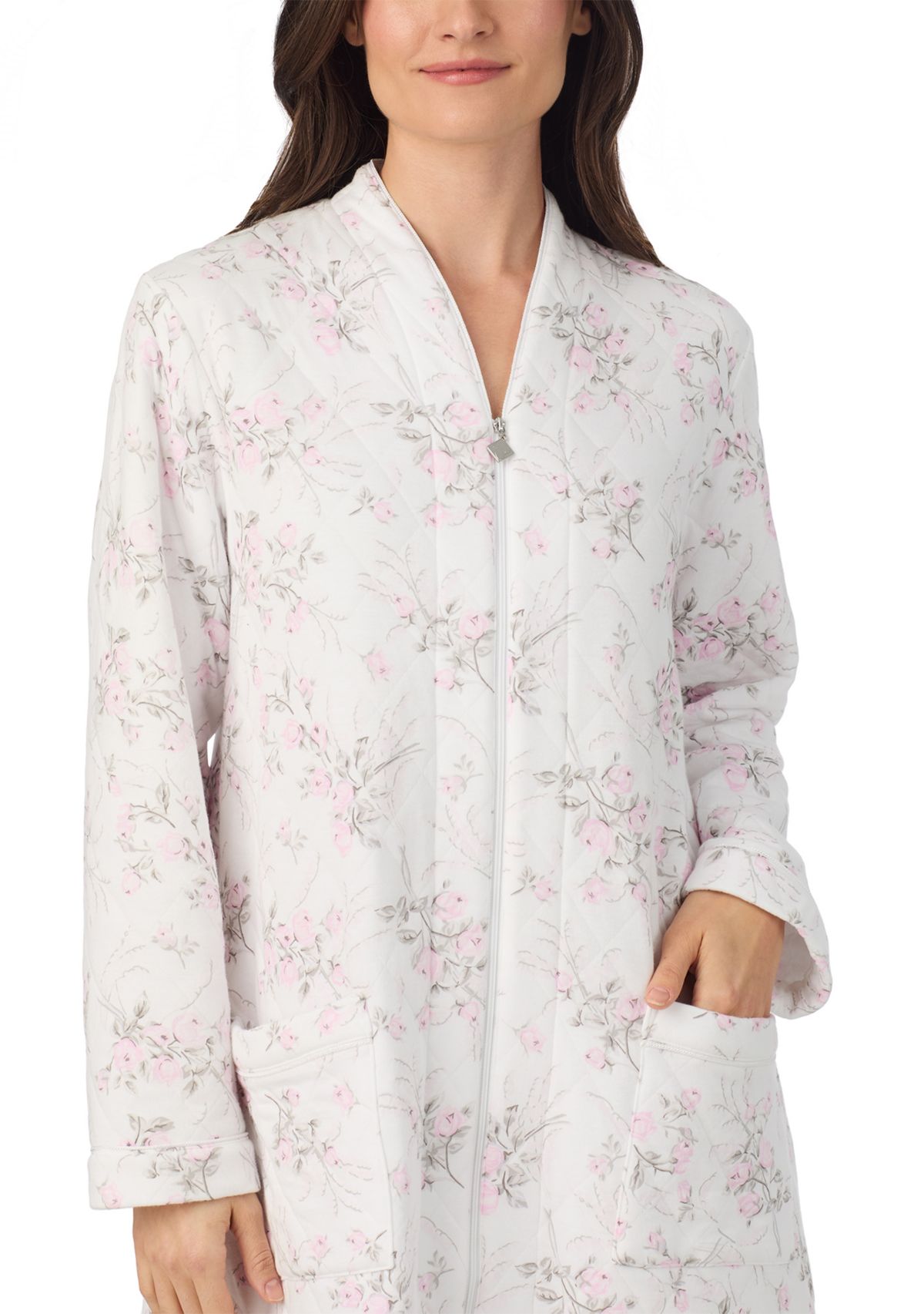 Long Sleeve Diamond Quilt Zip Robe
