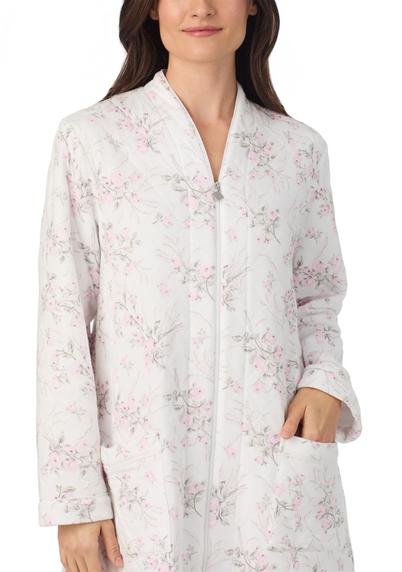 Long Sleeve Diamond Quilt Zip Robe