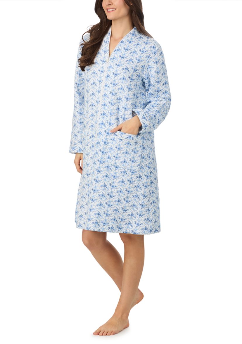 Long Sleeve Diamond Quilt Long Zip Robe