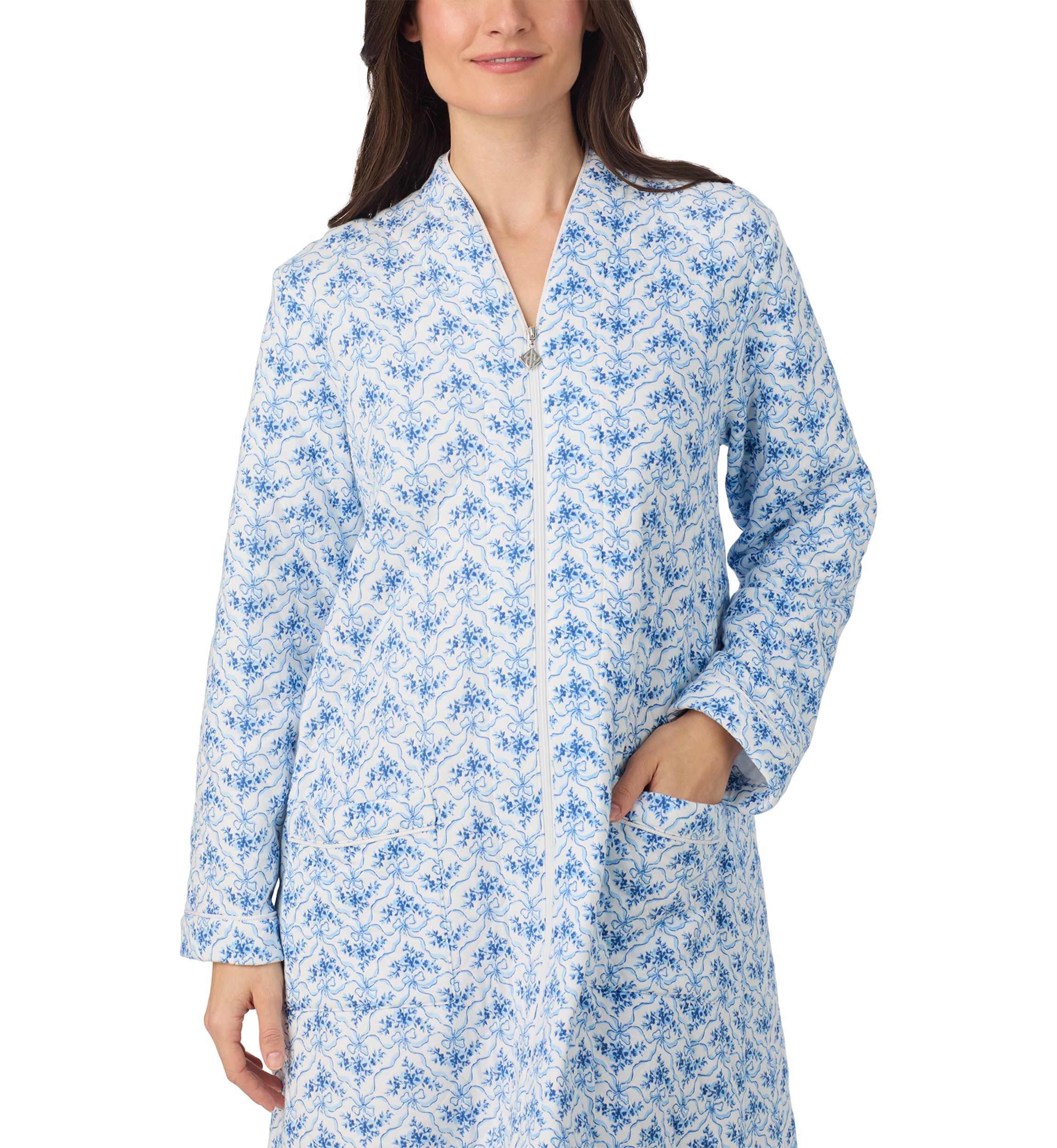 Long Sleeve Diamond Quilt Long Zip Robe