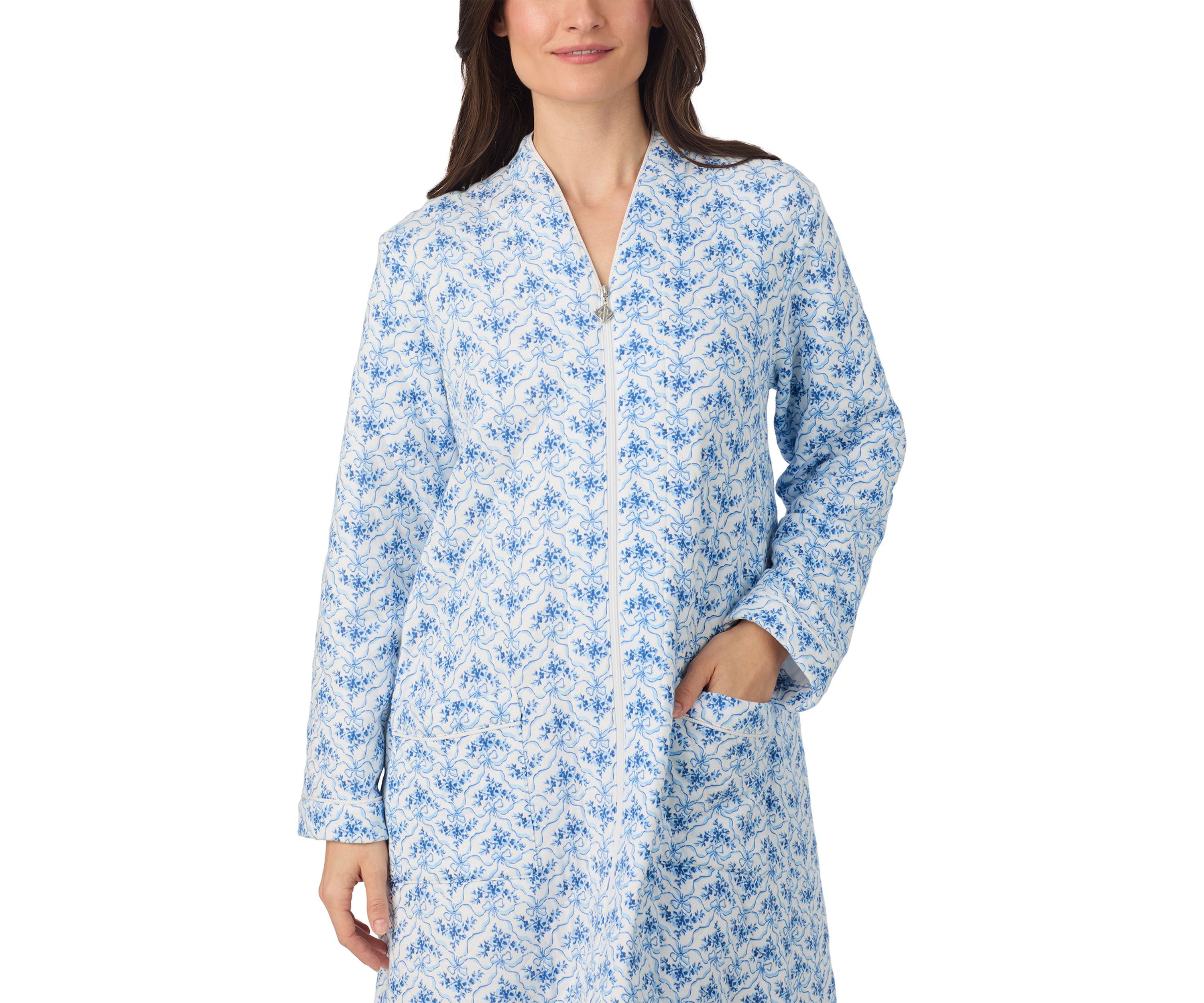 Long Sleeve Diamond Quilt Long Zip Robe