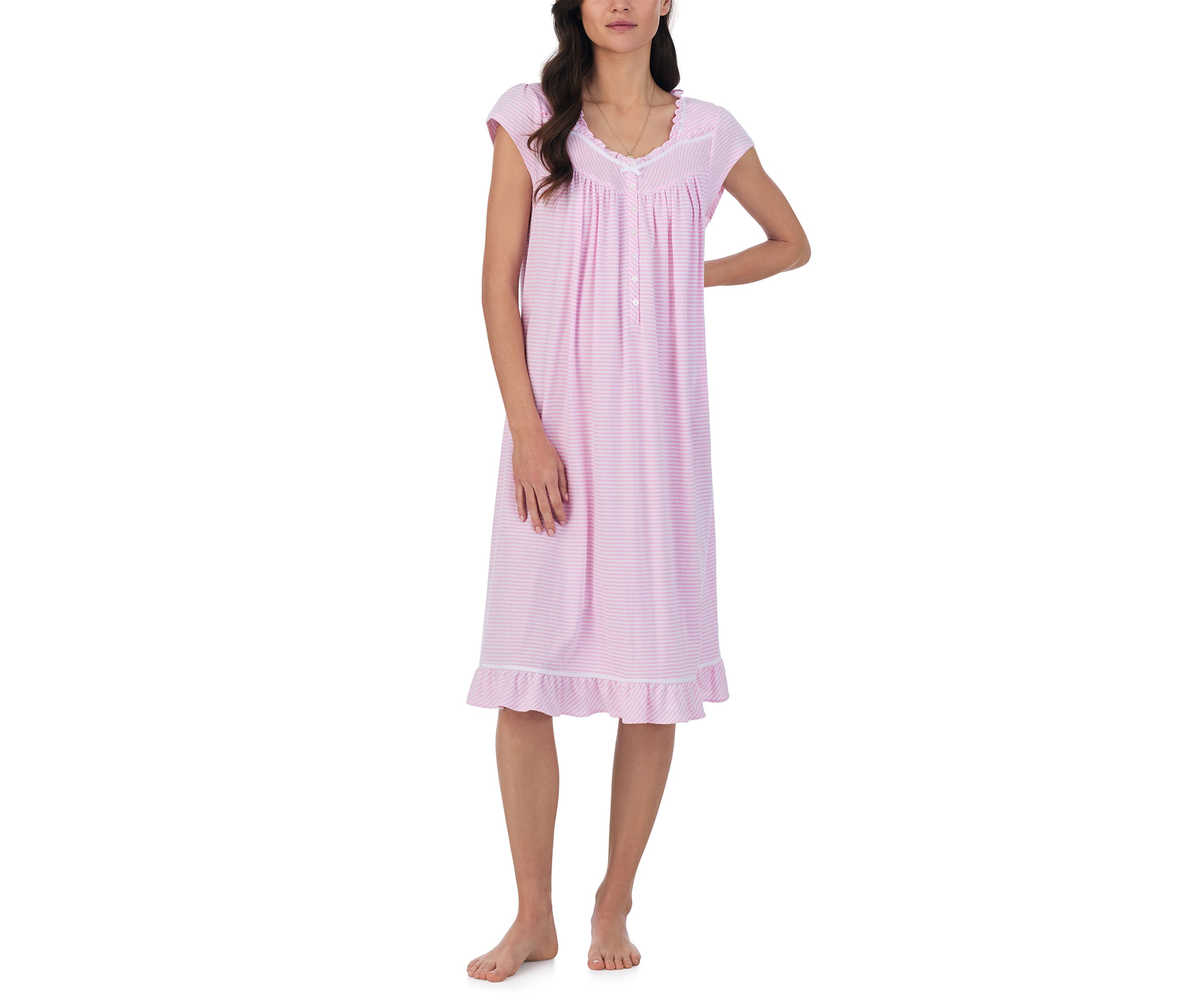 Cotton Rich Yarn Dye Stripe Knit Waltz Nightgown