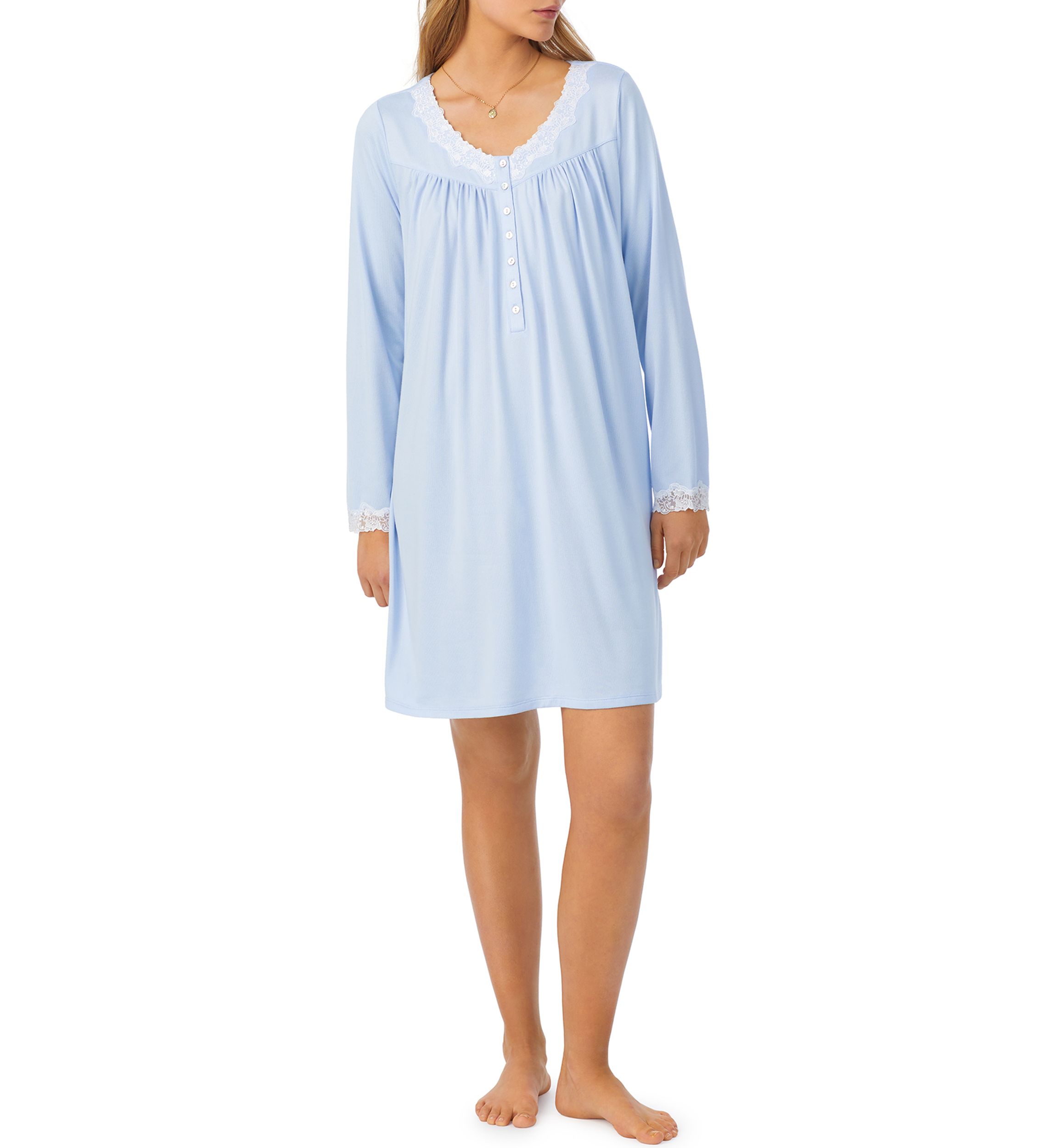 Sweater Knit Short Long Sleeve Nightgown 