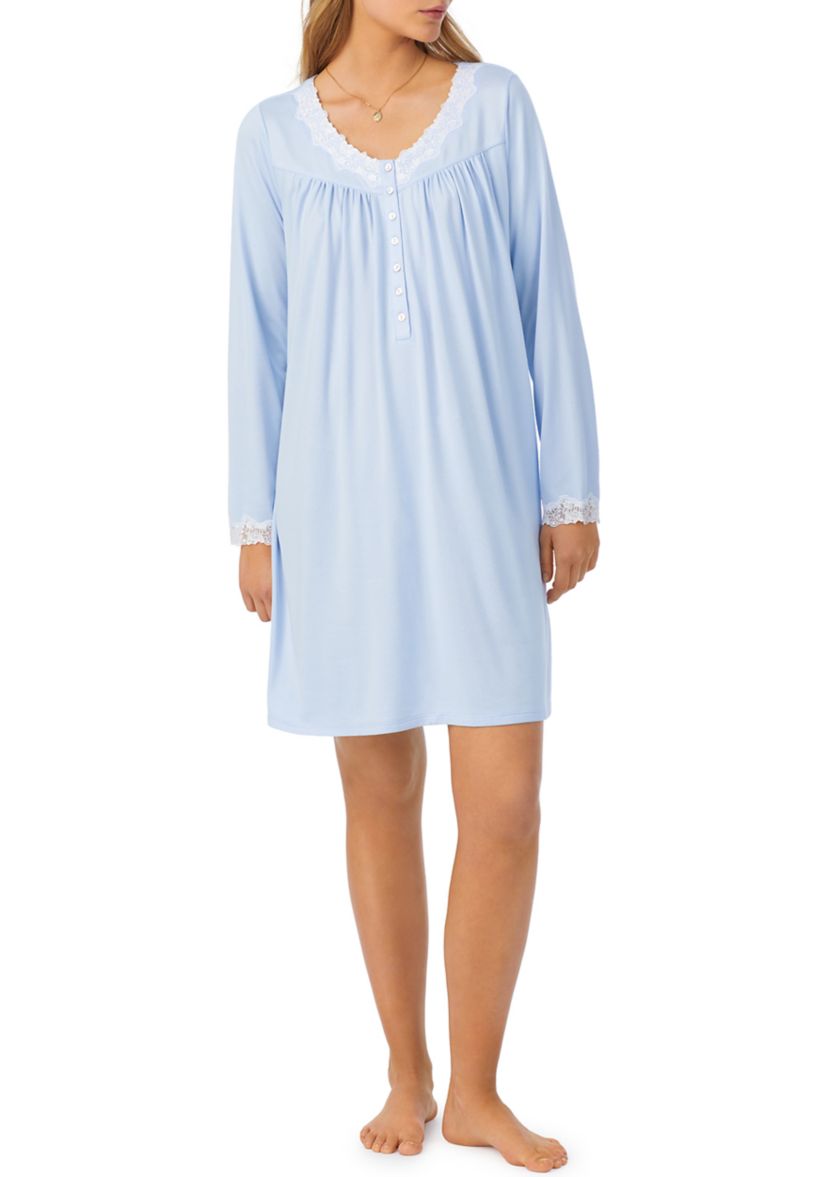 Sweater Knit Short Long Sleeve Nightgown 