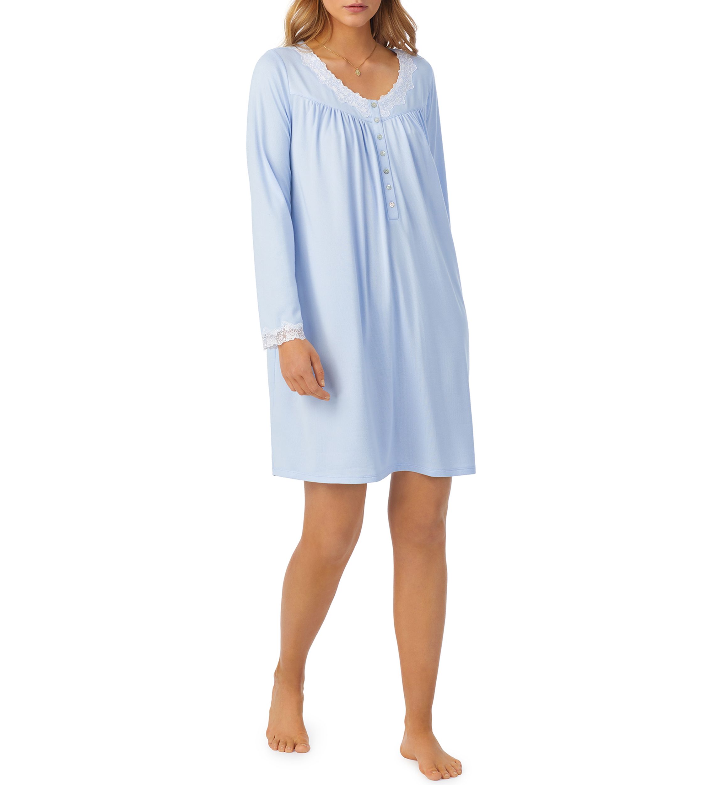 Sweater Knit Short Long Sleeve Nightgown 