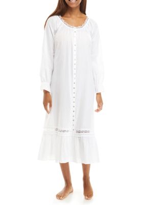 long sleeve button up night gown