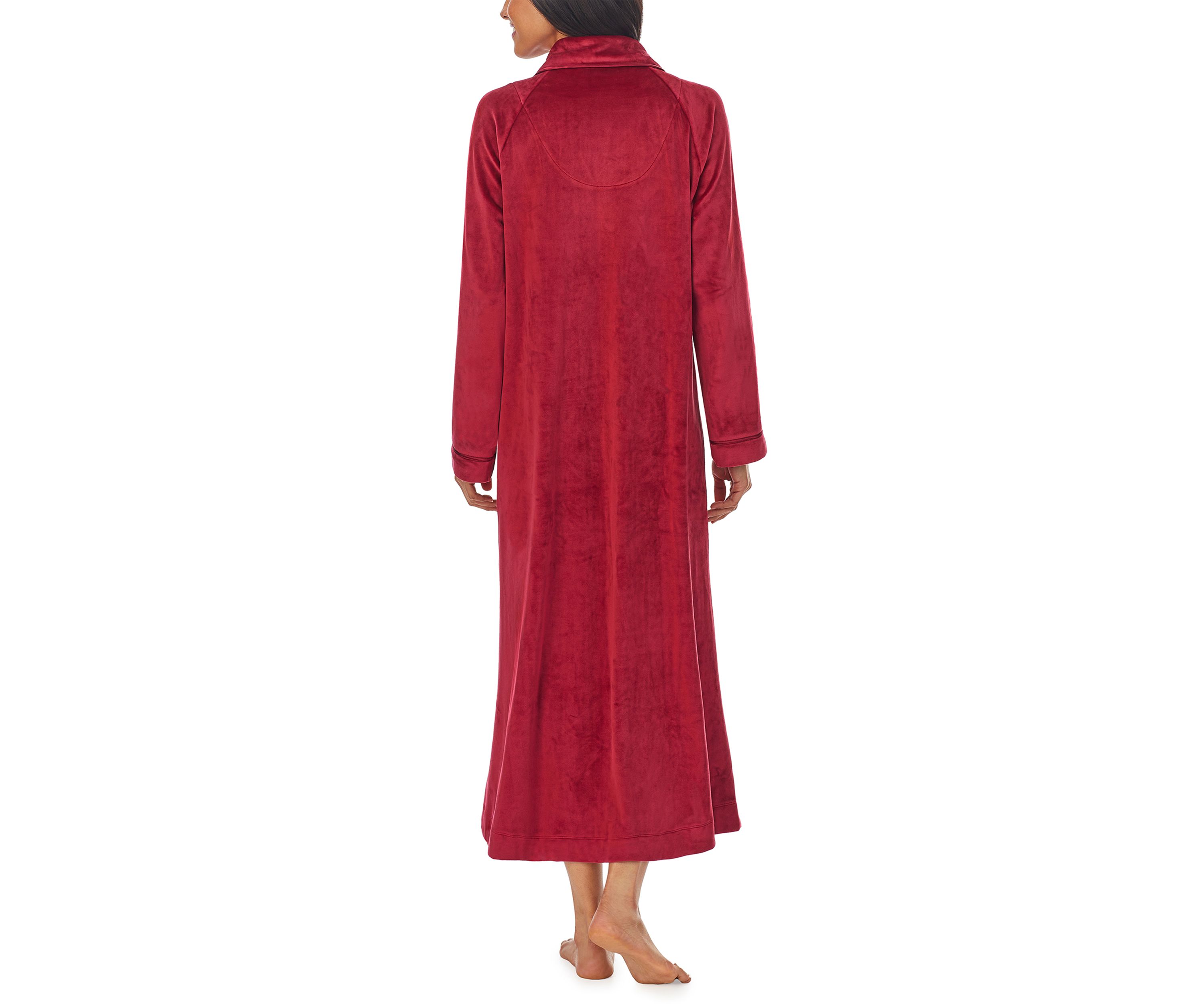 Womens Velour Long Sleeve Zip Robe