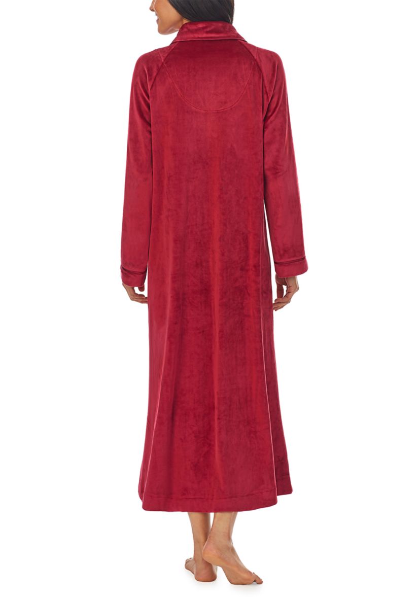 Womens Velour Long Sleeve Zip Robe