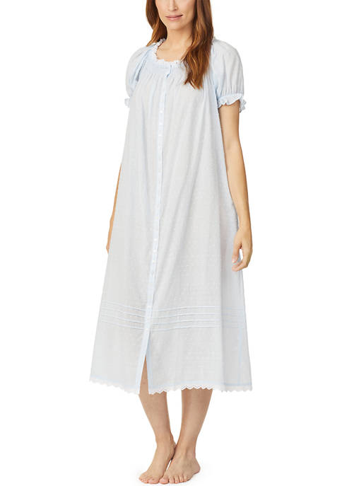 Eileen West Woven Short Sleeve Long Nightgown