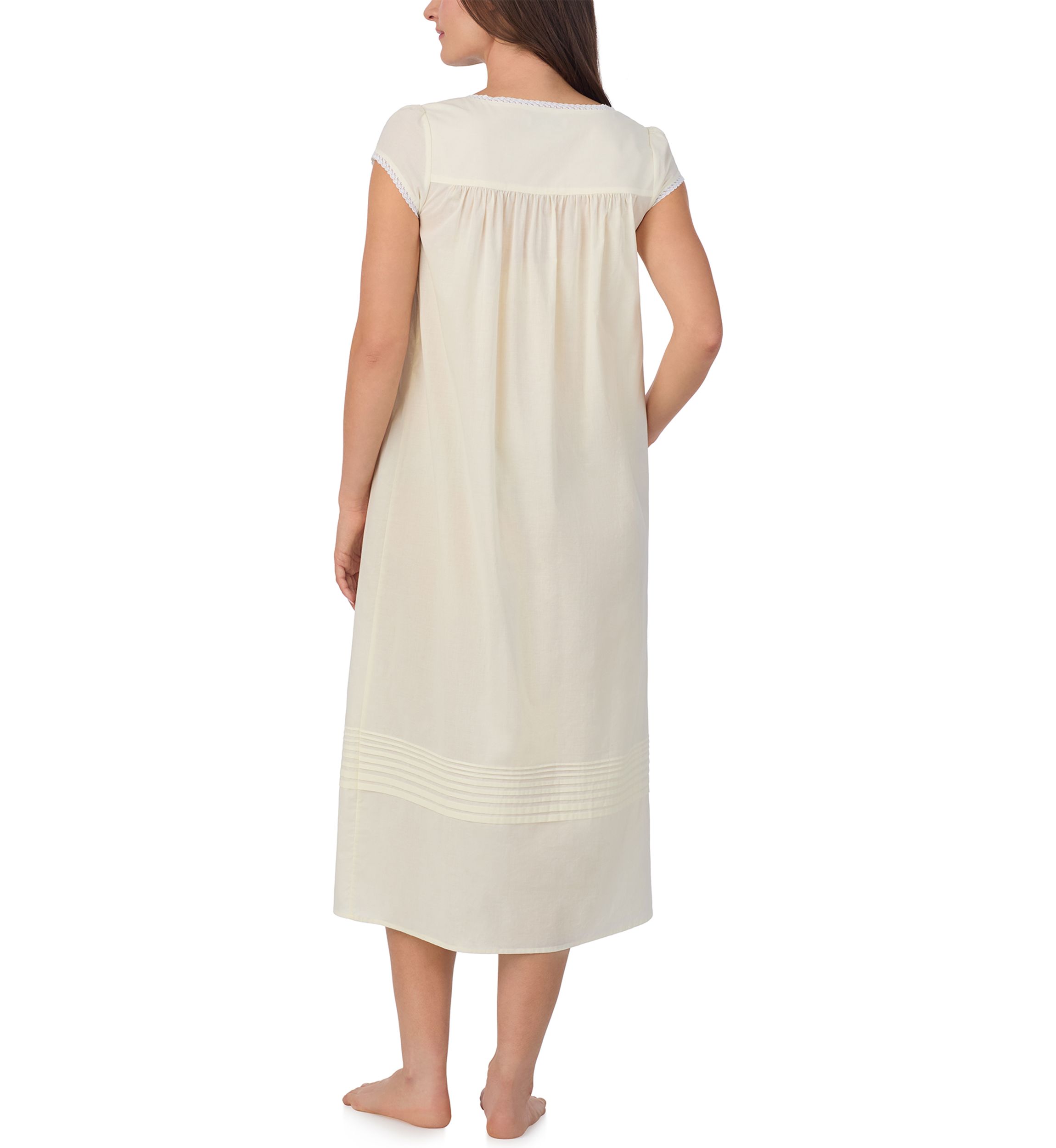Cap Sleeve Long Cotton Lawn Nightgown