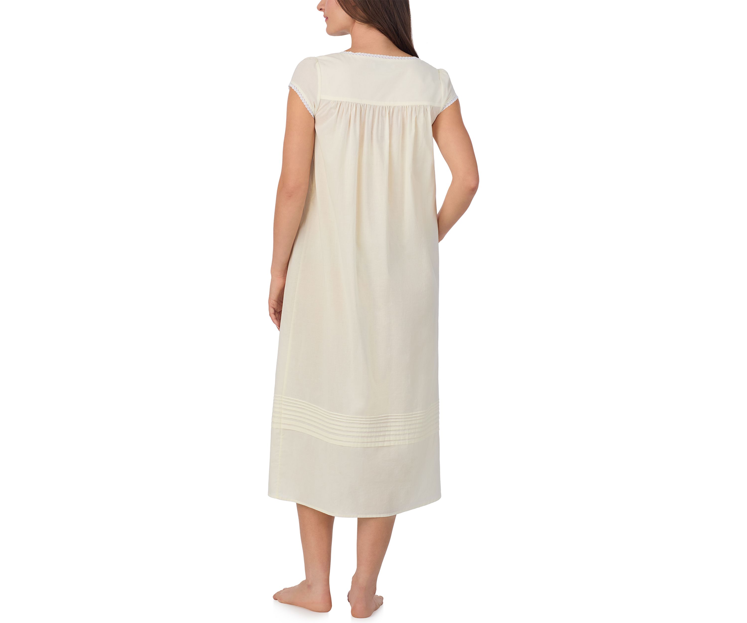 Cap Sleeve Long Cotton Lawn Nightgown