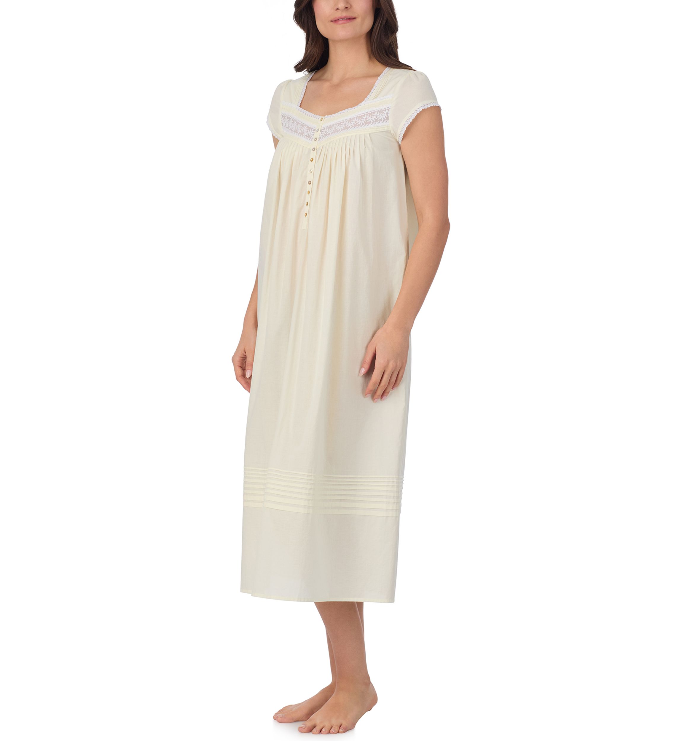 Cap Sleeve Long Cotton Lawn Nightgown