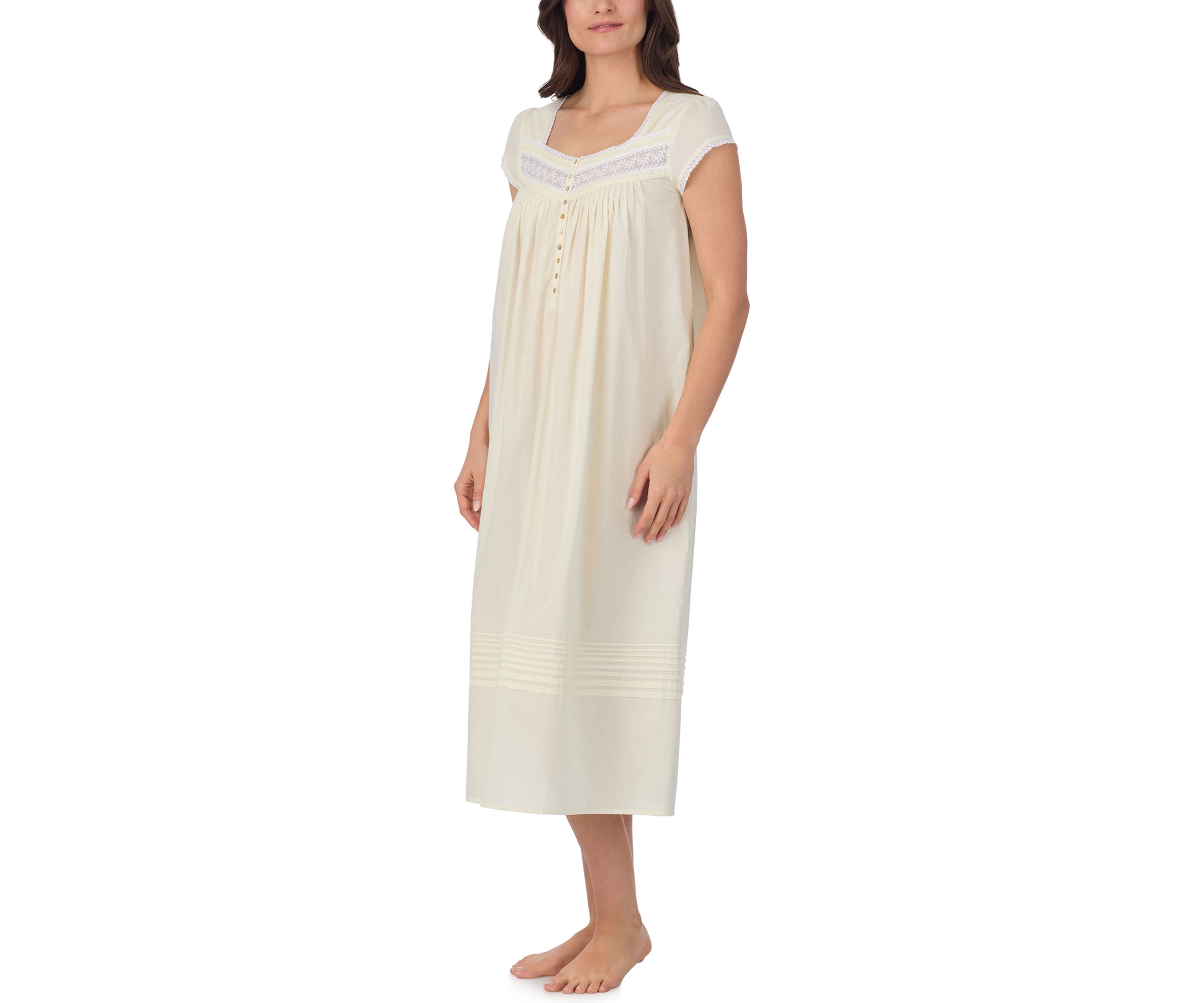 Cap Sleeve Long Cotton Lawn Nightgown