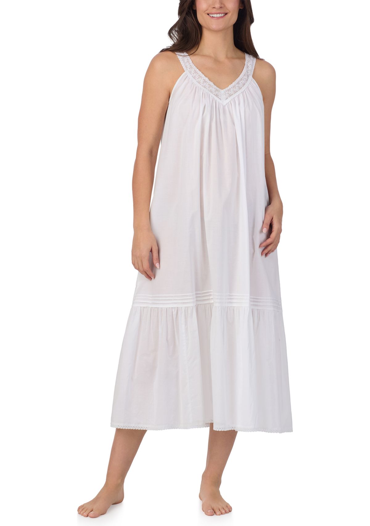 Womens Sleeveless Long Cotton Lawn Nightgown