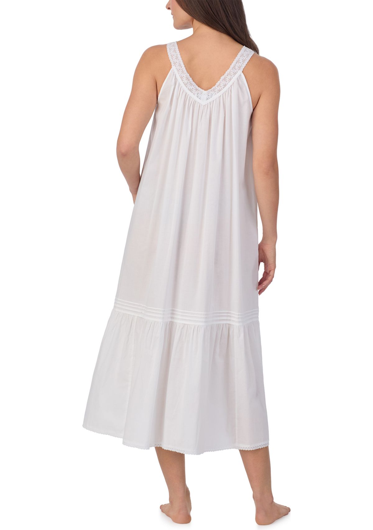 Womens Sleeveless Long Cotton Lawn Nightgown