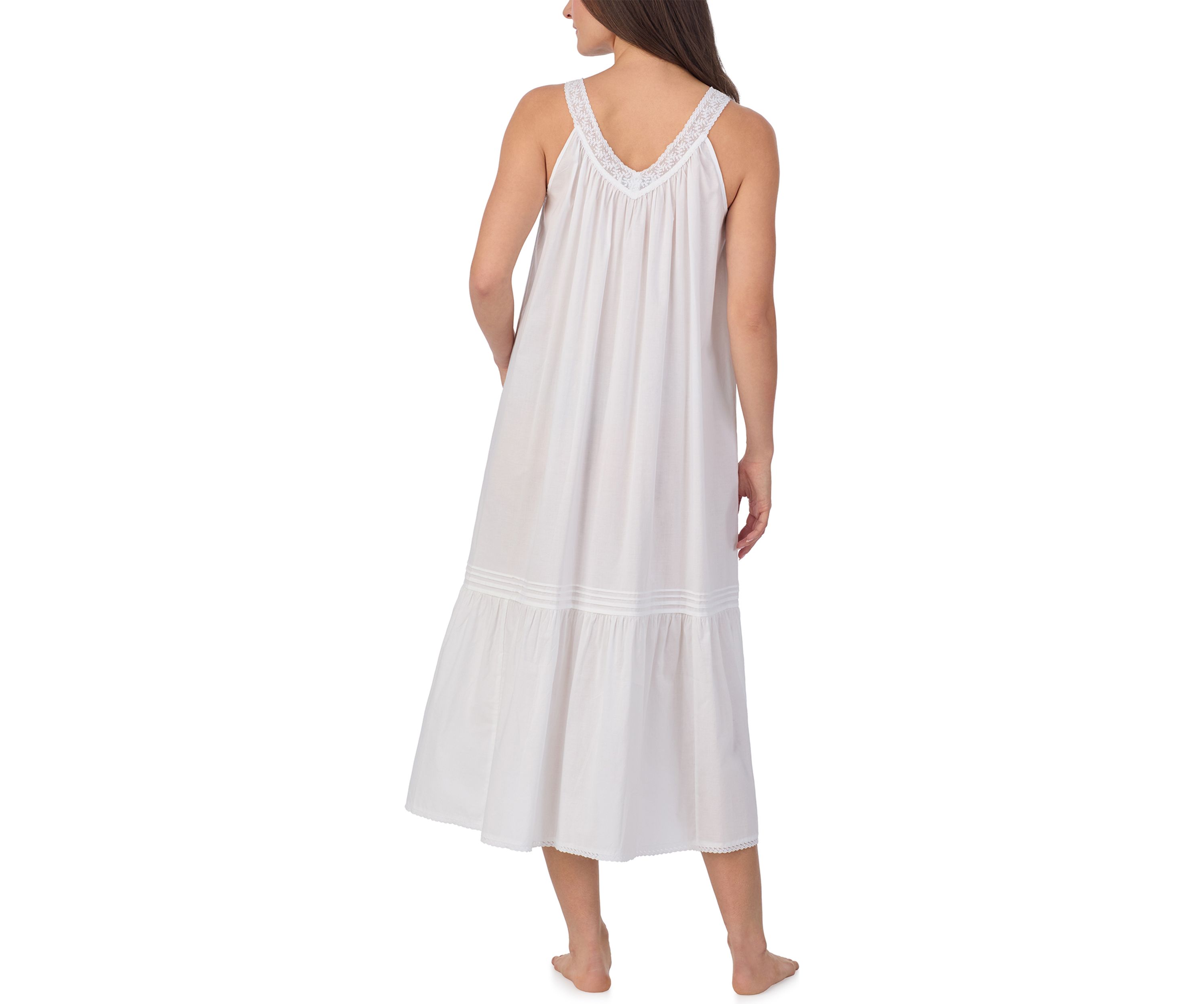 Womens Sleeveless Long Cotton Lawn Nightgown