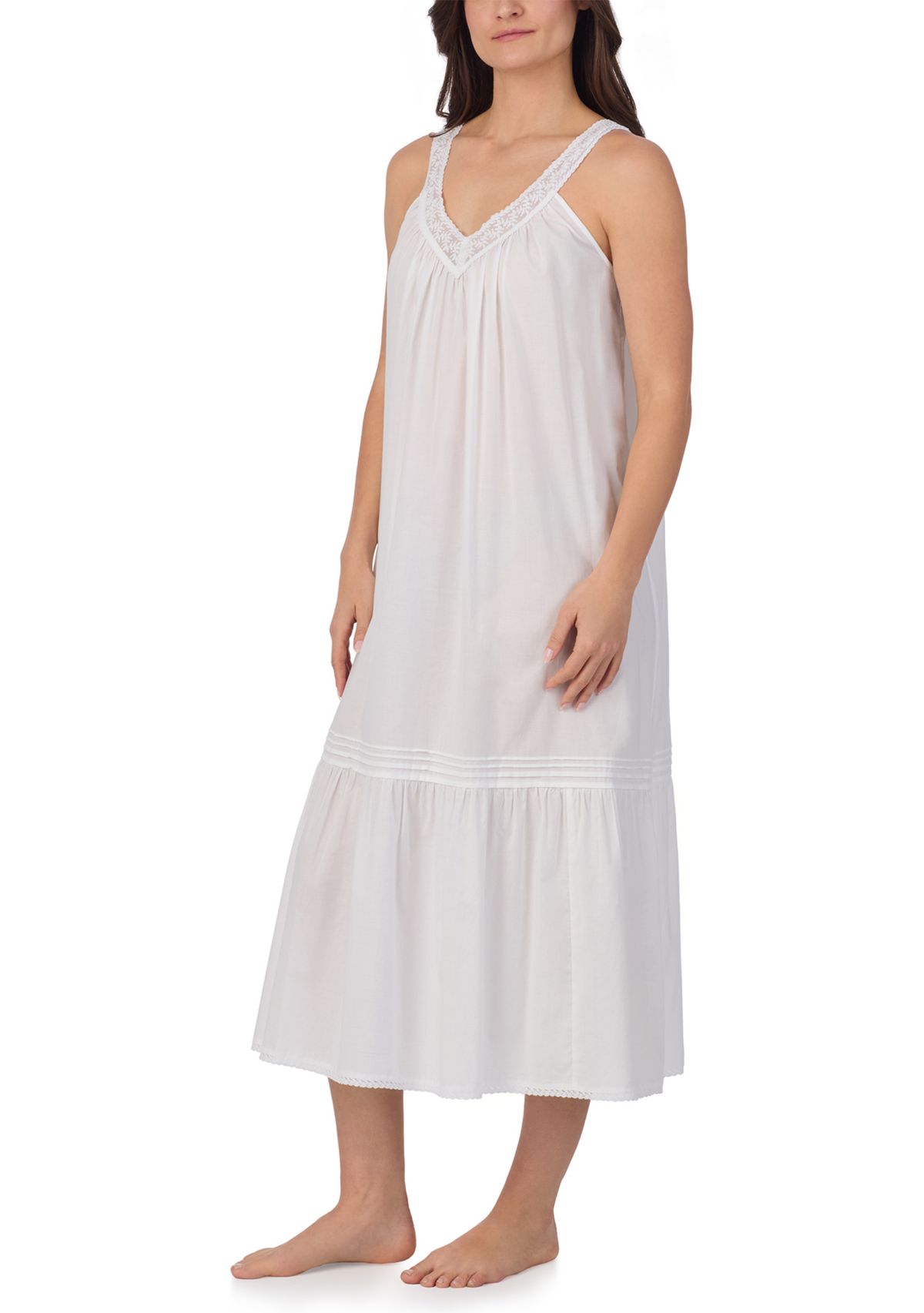 Womens Sleeveless Long Cotton Lawn Nightgown