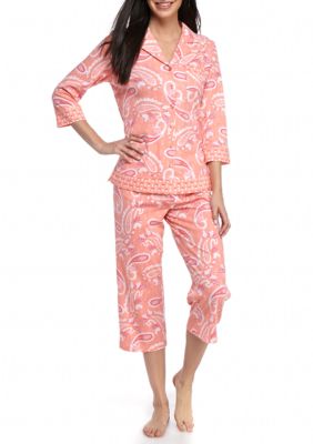 Kim Rogers 2-Piece Notch Collar Paisley Pajama Set | Belk