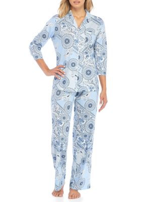 Kim Rogers® 3/4 Sleeve Notch Collar Pajama Set | belk