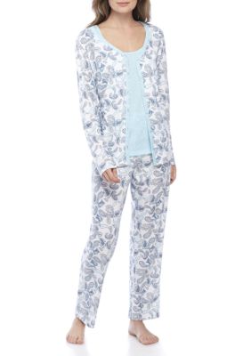 Kim rogers 3 piece cardigan pajama set new arrivals