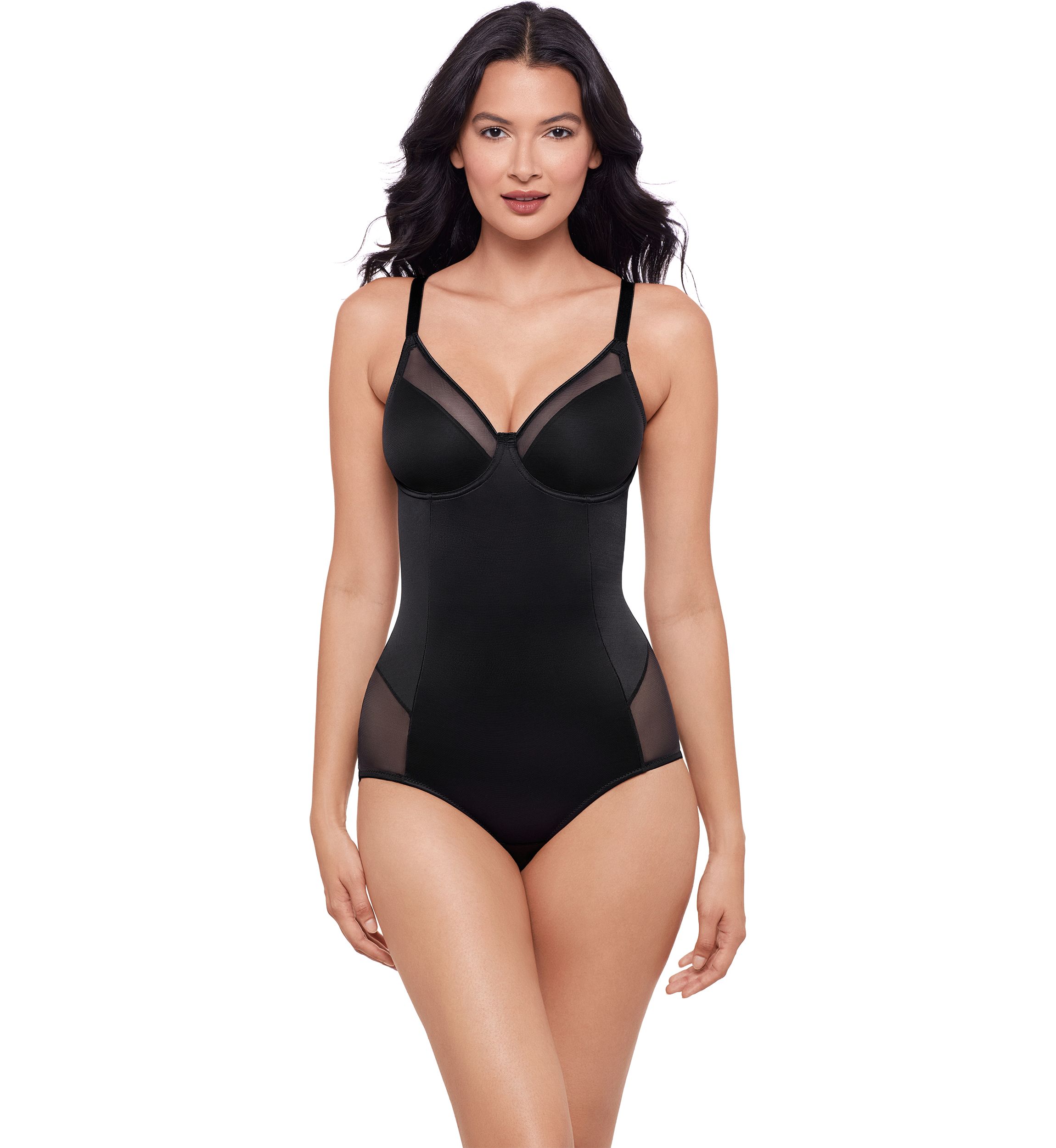 Shapewear Womens Sexy Sheer Shaping Padded Cup Bodysuit - 2763