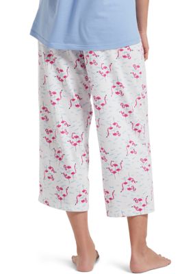 HUEtique Soft Knit Floral Print Sleep Capri