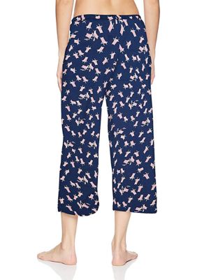 Hue Women's Sleepwell Printed Knit Capri Pajama Pant Made with Temperature  Regulating Technology