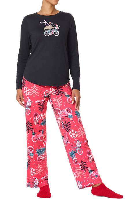 HUE® Biker Flamingo Soft Jersey Pajama Set