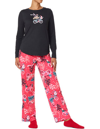 HUE® Biker Flamingo Soft Jersey Pajama Set | belk
