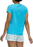 Solid Short Sleeve V-Neck Pajama T-Shirt