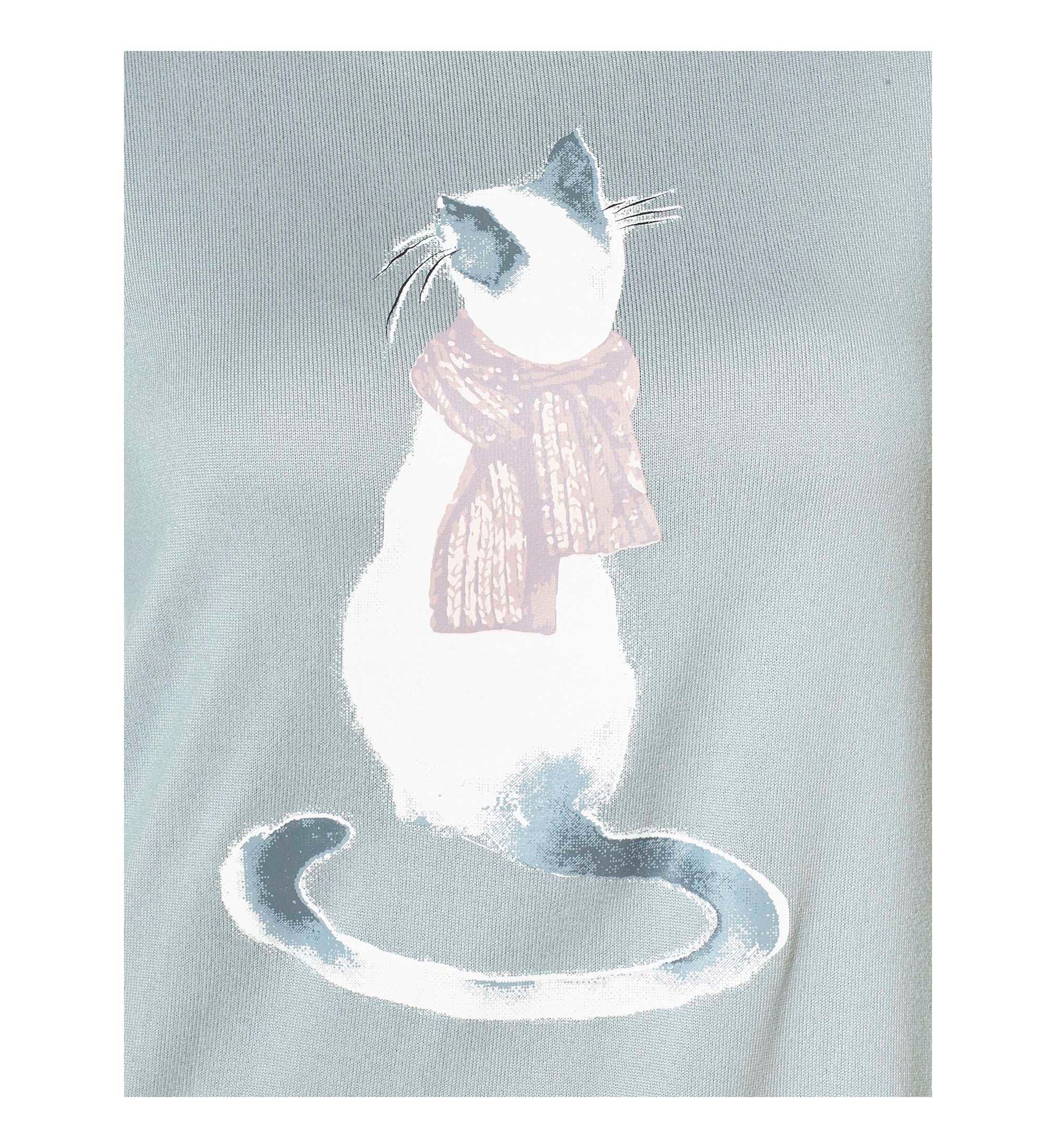 Womens Feline Fair Isle Printed Pajama Set