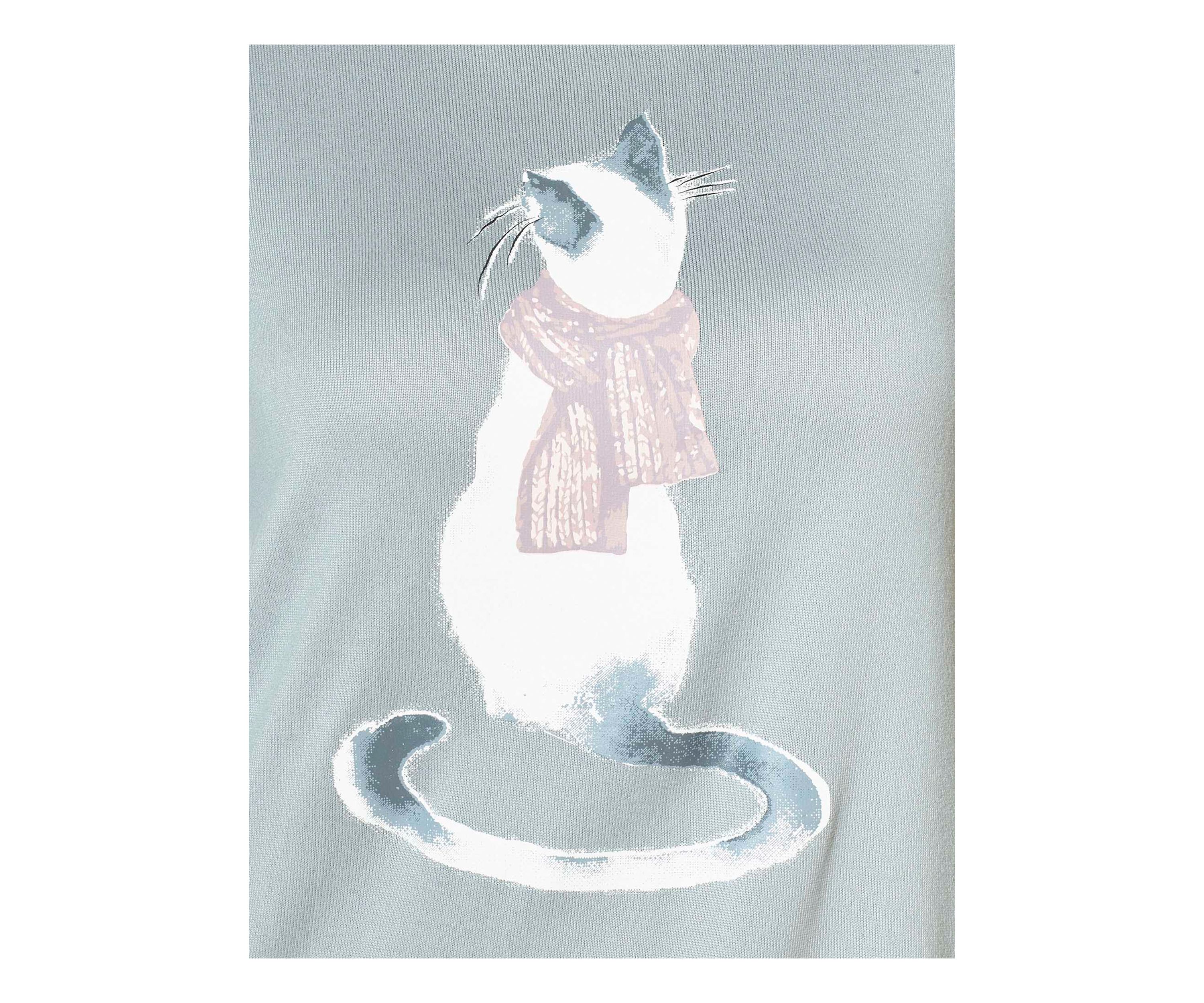 Womens Feline Fair Isle Printed Pajama Set