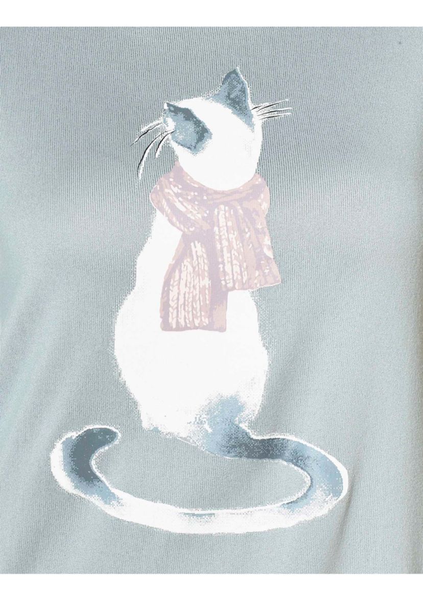 Womens Feline Fair Isle Printed Pajama Set