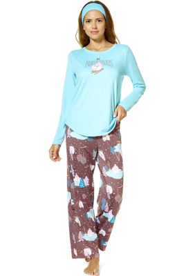 HUE® Women's Snowman's Land Printed Pajama Set with Headband | belk